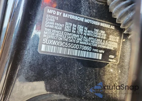 2016 BMW X3 xDrive28I из США, поврежденный, VIN 5UXWX9C55G0D70860